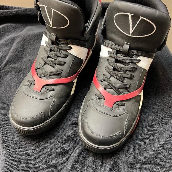 Valentino Other - Valentino Black and Red High-Top Sneakers